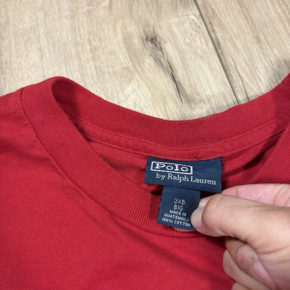 Polo by Ralph Lauren Polo Shirt Mens 3XB Big & Tall Red Long Sleeve Pony‎ Logo